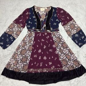Anthropologie Maeve Quartier Dress Patchwork Renaissance Boho Artsy Party XS‎